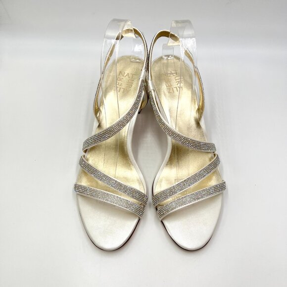 Naturalizer Womens Size 10‎ Vannessa 2 White Sparkly Dress Sandals Heels Shoes - Picture 3 of 14